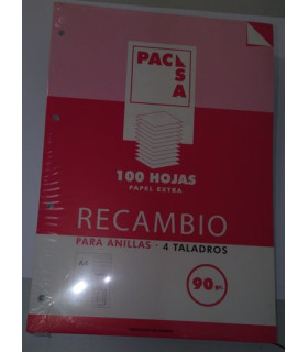 RECAMBIO PACSA A4 100h 90g 4 TAL. PT.2,5