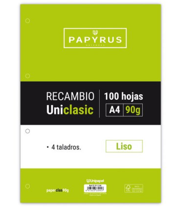 RECAMBIO PAPYRUS A4 100h 4 TAL.LISO