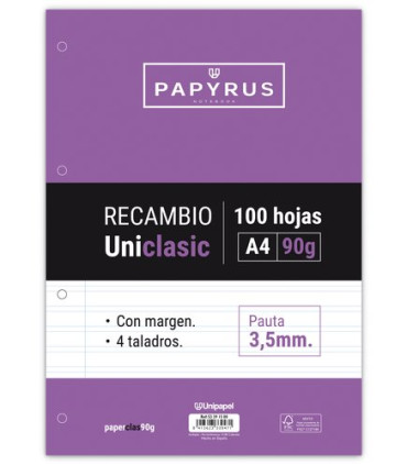 RECAMBIO PAPYRUS A4 100h 4 TAL.P3.5 C/M