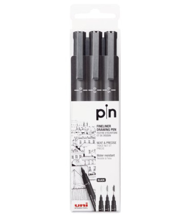 ROTUL.UNI PIN CALIBRADO NEGRO B/3