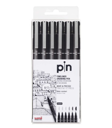 ROTUL.UNI PIN CALIBRADO NEGRO B/6