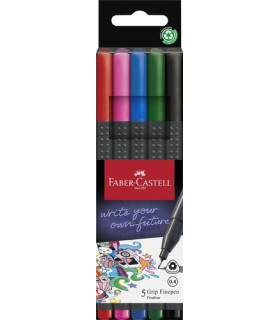 ROTULADOR FABER GRIP FINEPEN PACK 5 BAS