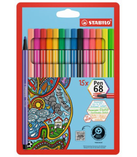 ROTUL.STABILO PEN 68 CAJA PLASTICO de 15