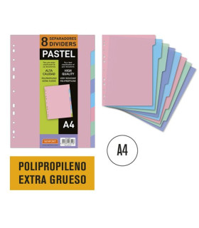 SEPARADORES SENFORT PP PASTEL A4 8ps.