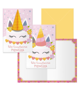 TARJETA GUIRNALDA DOHE UNICORNIO P/6