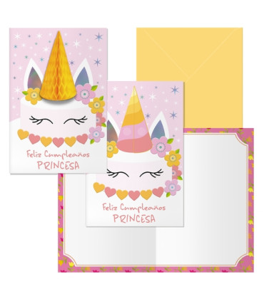 TARJETA GUIRNALDA DOHE UNICORNIO P/6