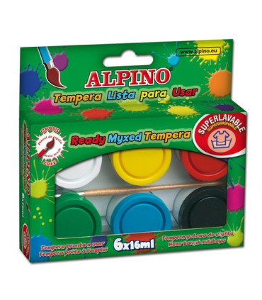 TEMPERA ALPINO  16 ml ESTUCHE 6 + pincel