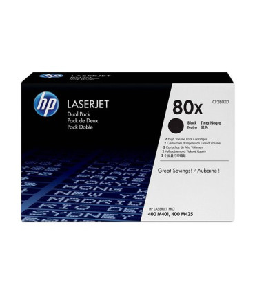 TONER HP Nº80A CF280XD NEGRO PACK 2 UD.