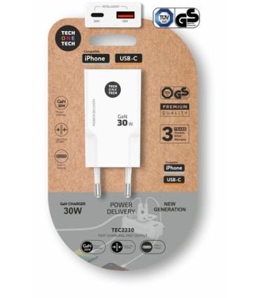 CARGADOR TECHONE DOBLE USB-C/USB-A