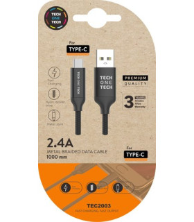CABLE TECHONE USB-C-USB-A NEGRO 1 m.