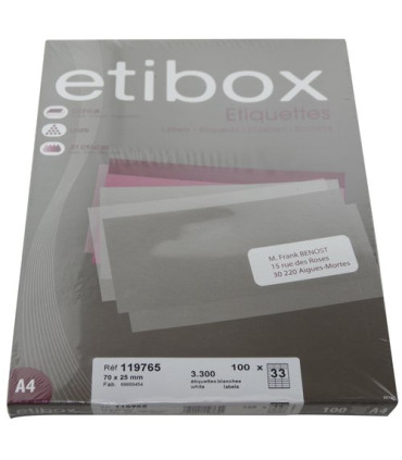 ETIQUETAS ADH.IMPR. ETIBOX A4 BLANCA CAJ