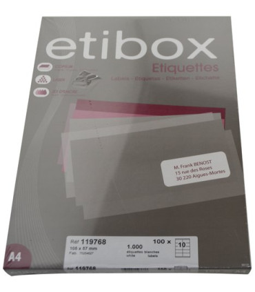 ETIQUETAS ADH.IMPR. ETIBOX A4 BLANCA CAJ
