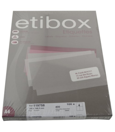 ETIQUETAS ADH.IMPR. ETIBOX A4 BLANCA CAJ