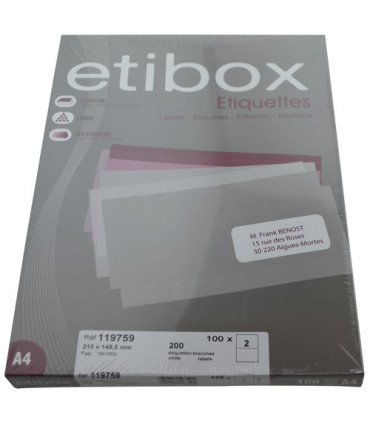 ETIQUETAS ADH.IMPR. ETIBOX A4 BLANCA CAJ