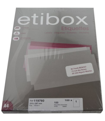 ETIQUETAS ADH.IMPR. ETIBOX A4 BLANCA CAJ