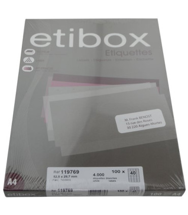 ETIQUETAS ADH.IMPR. ETIBOX A4 BLANCA CAJ