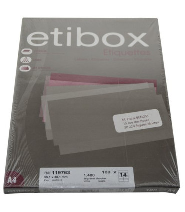 ETIQUETAS ADH.IMPR. ETIBOX A4 BLANCA CAJ