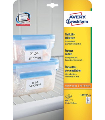 ETIQ.IMP.AVERY L7970 25h CONGEL.63,5x33,